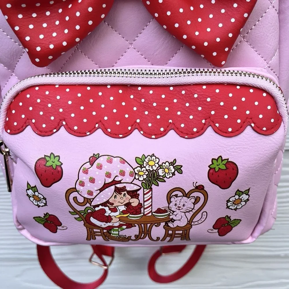 Strawberry Shortcake Mini‎ Backpack  Polka Dot Bow Quilted Bag Pink NEW 2024